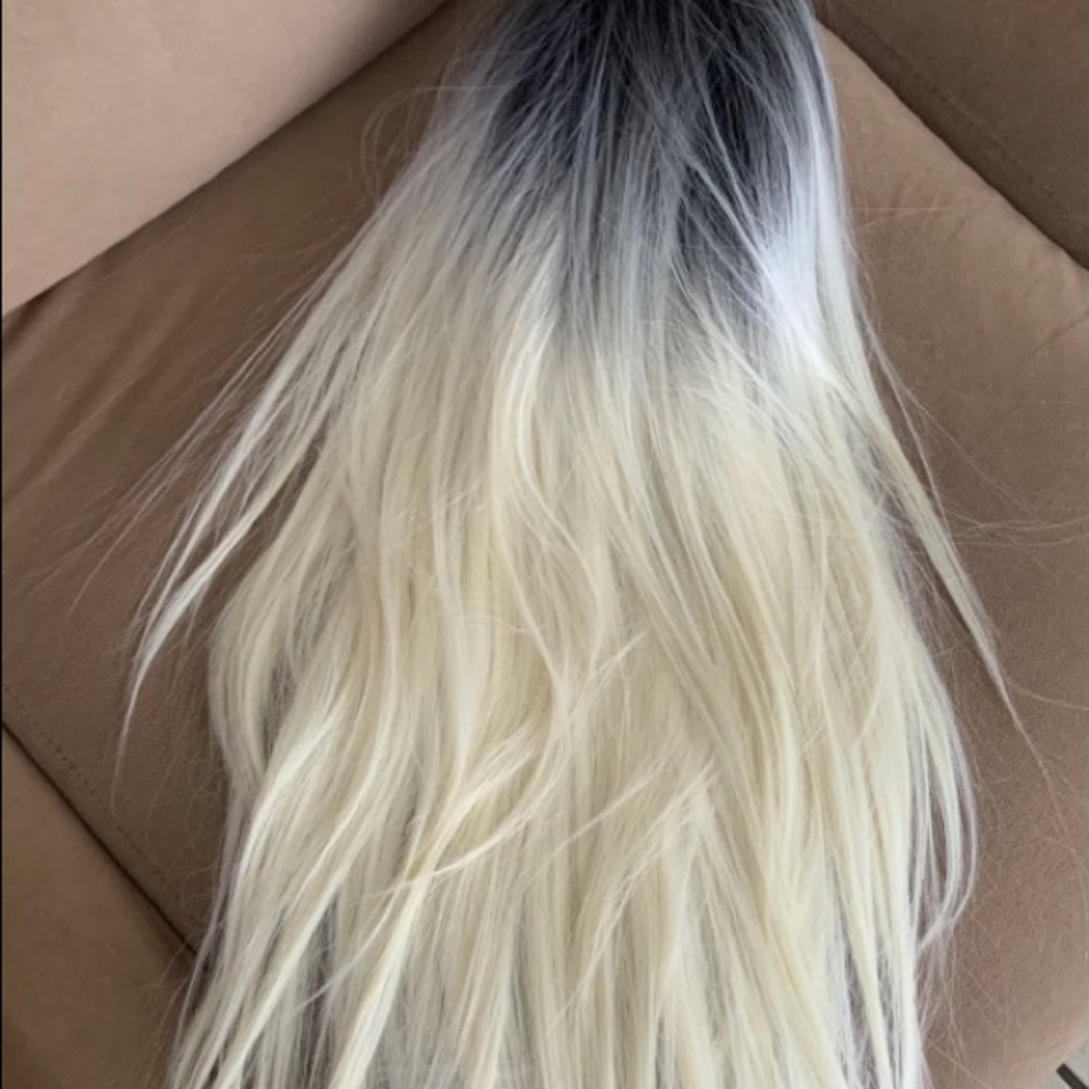 New long blonde with black roots wig (not human)